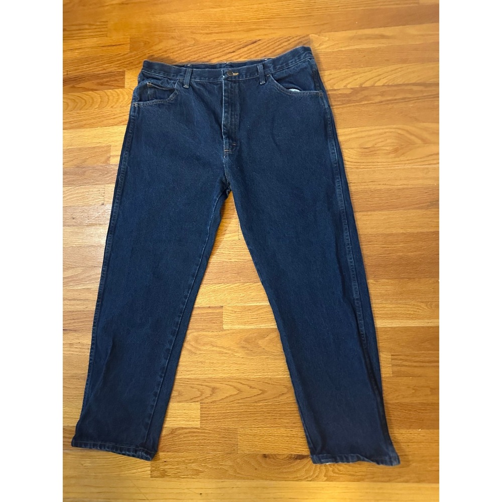 Rustler Jeans‎ Wrangler Men 40X30 Straight Reg Fit Heavyweight 87623PW Dk Blue